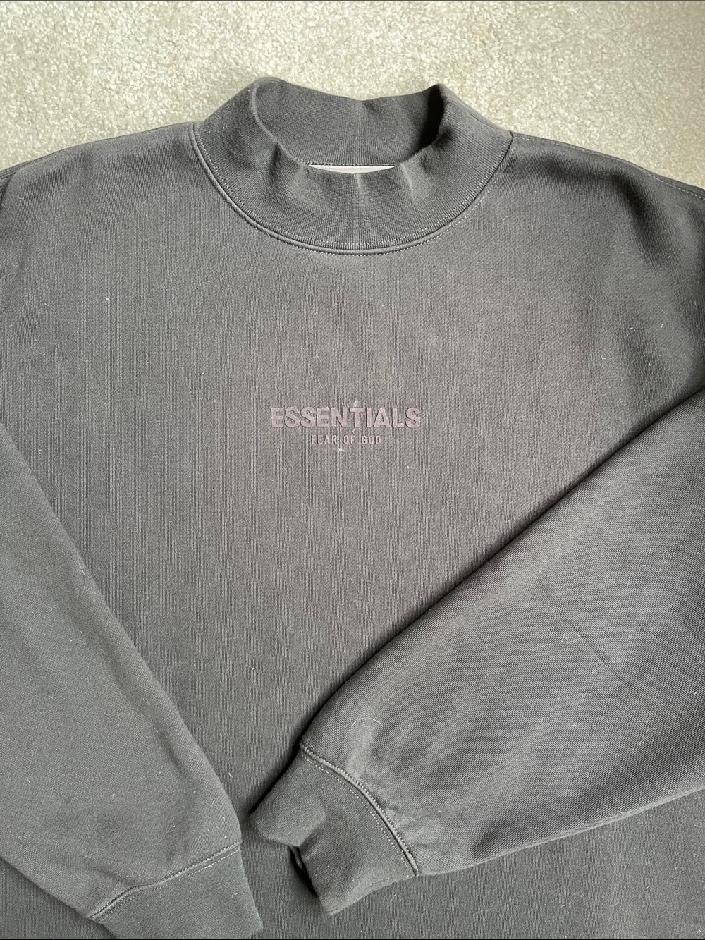 Essentials Fear of God Men's Brown Mockneck Long Sleeve Shirt with Subtle Logo